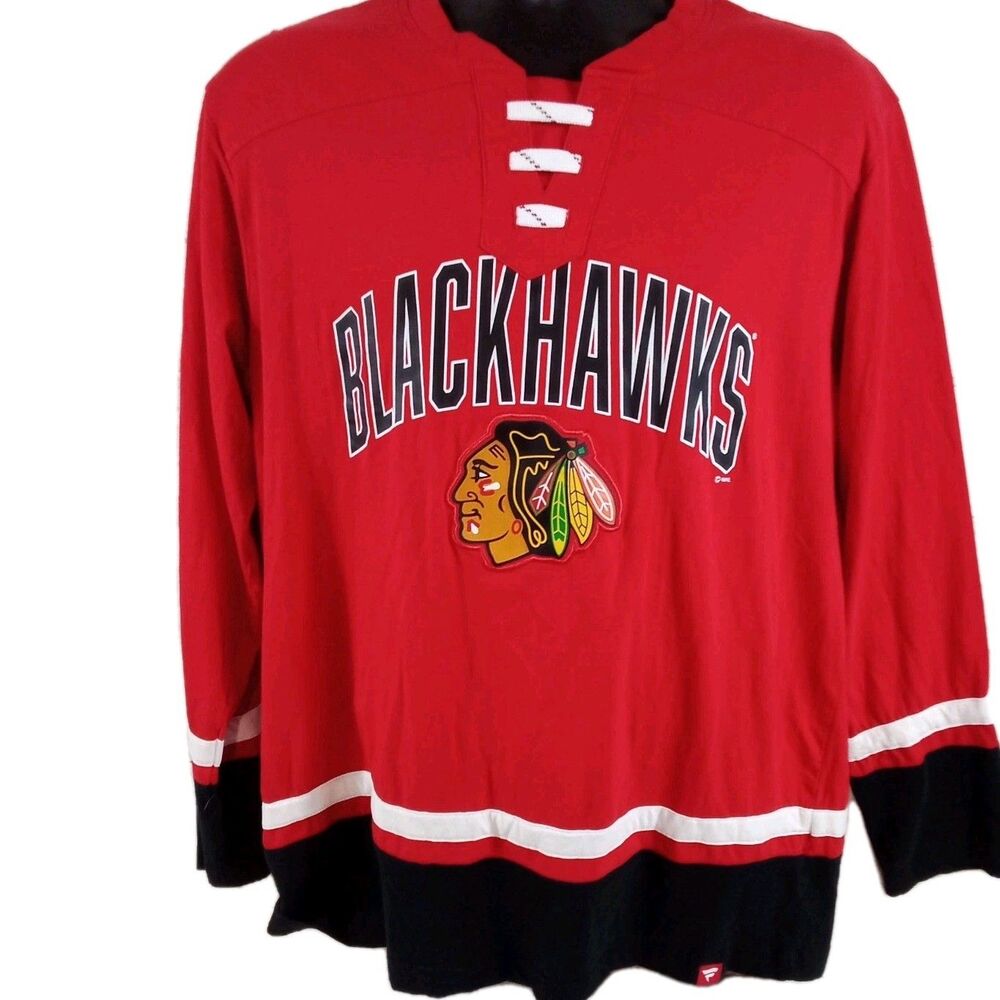 Men's NHL Fanatics RedHawks Hockey Long Sleeve Shirt Size Large